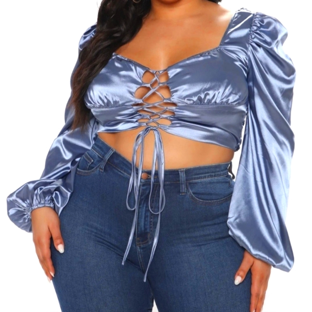 Fashion Nova "That's Rich" Satin Blouse